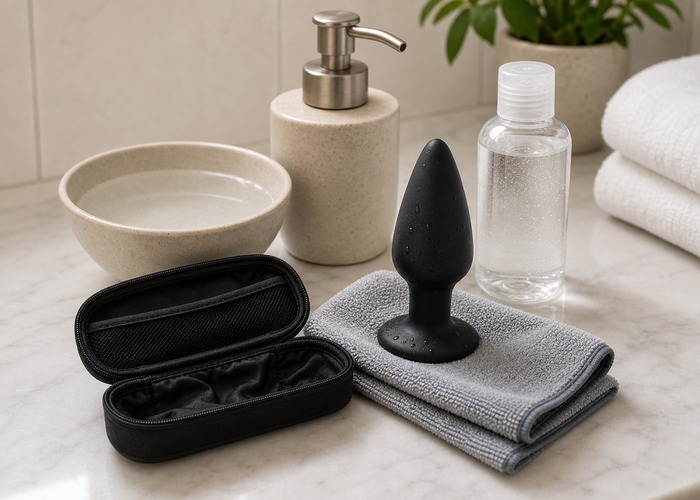 Butt Plugs guide product scene with small flared-base plug, gradual sizing, water-based lube