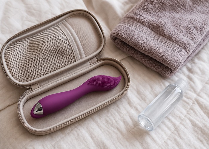 Tongue Vibrators guide product scene with tongue-style head, water-based lube, charging cable