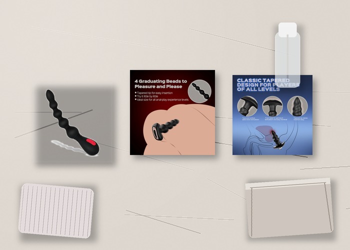 Anal Vibrators guide product scene with anal beads, water-based lube, toy cleaner