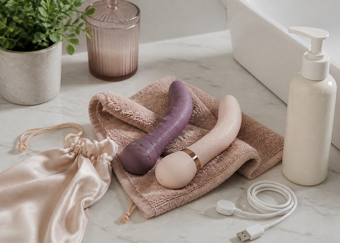 G-Spot Vibrators guide product scene with g-spot vibrator, bendable neck, fixed curve