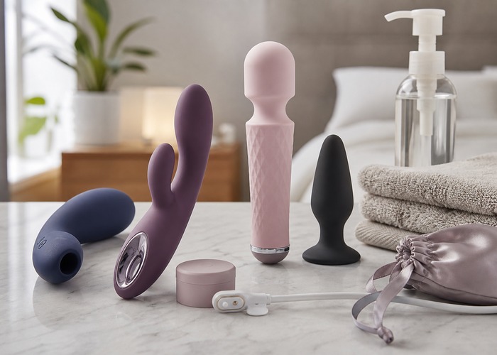 Best-Selling Toys guide product scene with product photos, charging port cover, toy cleaner