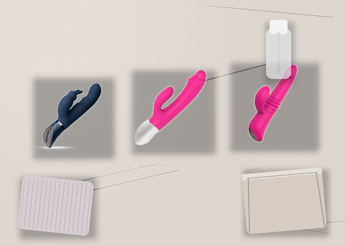 Rabbit Vibrators guide product scene with rabbit shaft, outer arm, water-based lube