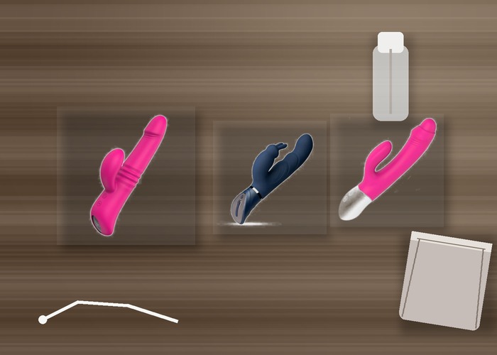 Rabbit Vibrators guide product scene with rabbit shaft, outer arm, water-based lube