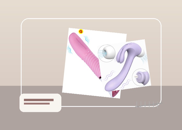 Tongue Vibrators guide product scene with tongue flap toy, toy cleaner, dry towel