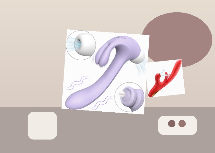 Tongue Vibrators guide product scene with tongue flap toy, toy cleaner, dry towel